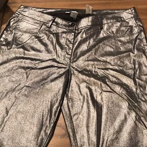 Silver metallic skinny pants